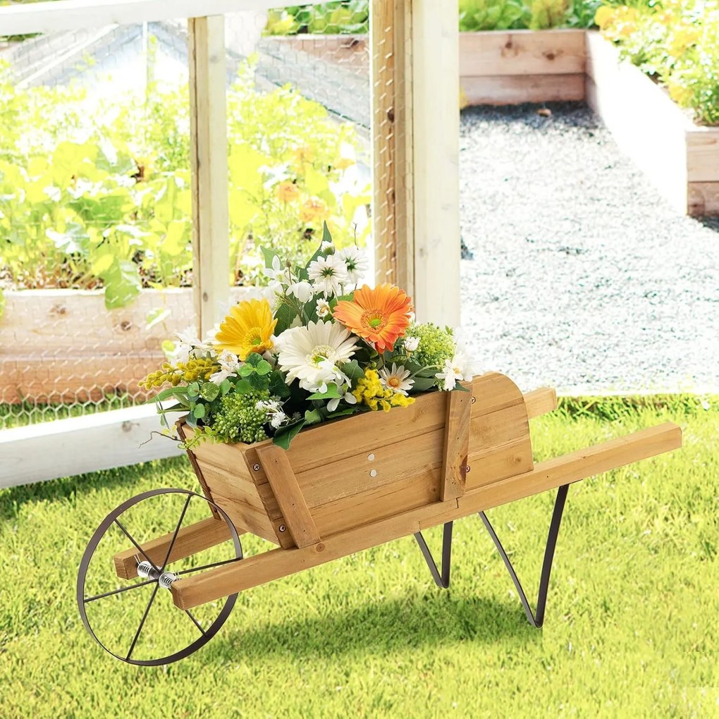 Conjunto de 2 Floreiras Tipo Carrinho, 69,5 x 26 x 29,5 cm, Peças Magnéticas Intercambiáveis, Natural