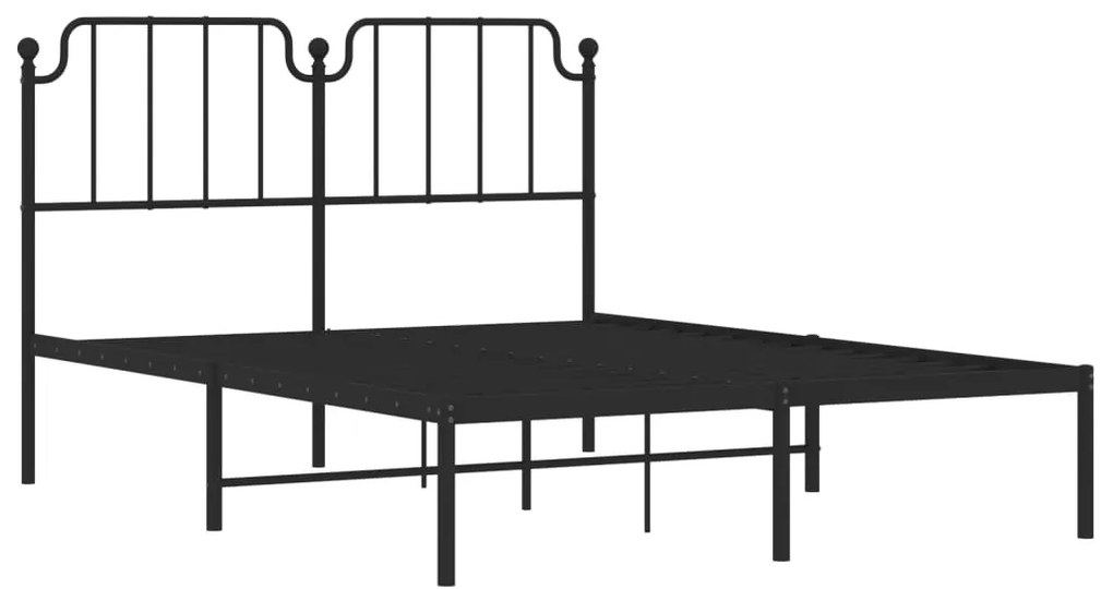 Estrutura de cama com cabeceira 140x190 cm metal preto