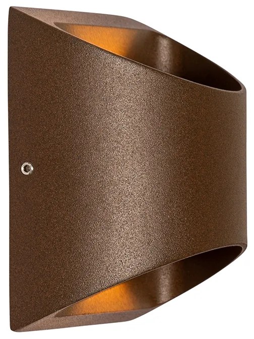 Candeeiro de parede exterior moderno castanho ferrugem com LED 2-luzes IP54 - Mal Moderno