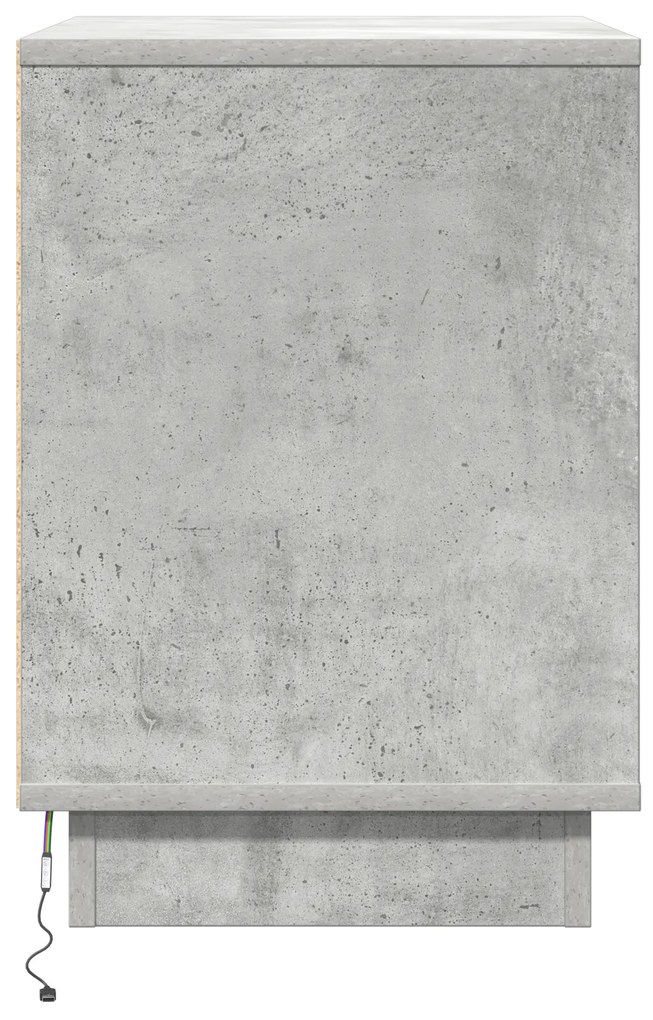 Criado-Mudo com LED Cinza Concreto 50x34,5x50 cm