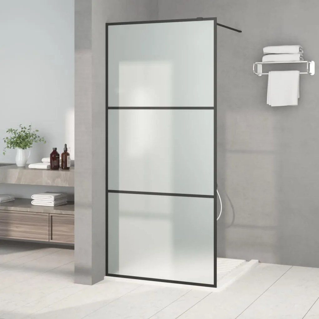vidaXL Divisória de chuveiro 90x195 cm vidro opaco ESG preto