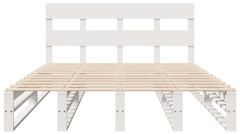 Cama sem colchão 120x190 cm madeira de pinho maciça branco