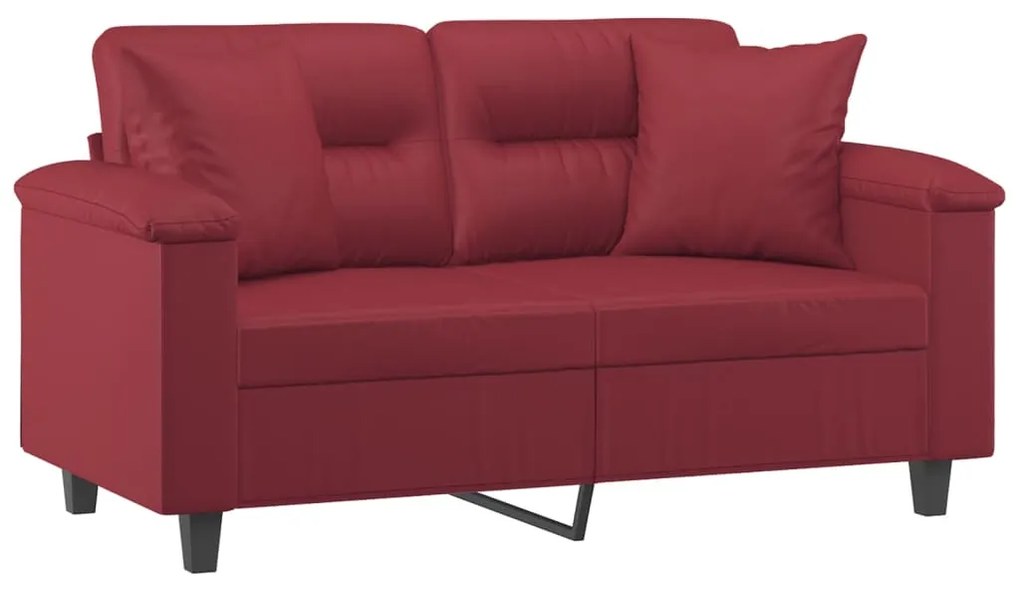 Sofá 2 lugares +almofadas 120cm couro artificial vermelho tinto