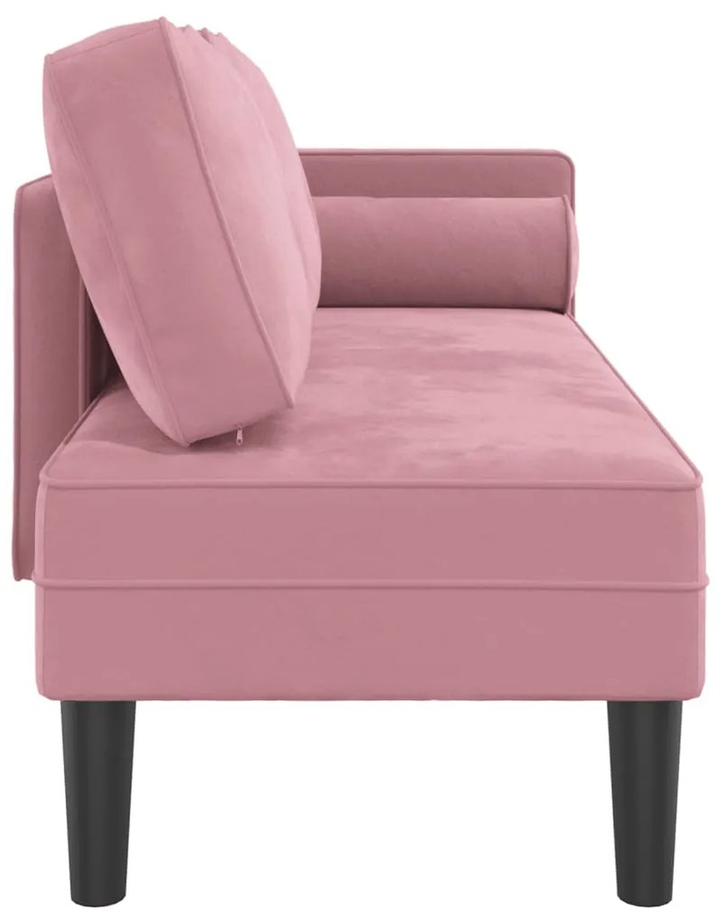 Chaise longue com almofadões veludo rosa