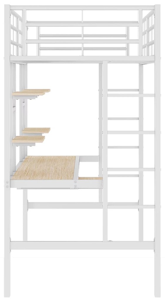 Beliche/Cama Alta com Secretária e Estantes – Coimbra – 90x200 cm – Pr