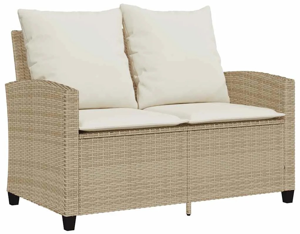 6 pcs conjunto de sofás p/ jardim com almofadões vime PE bege