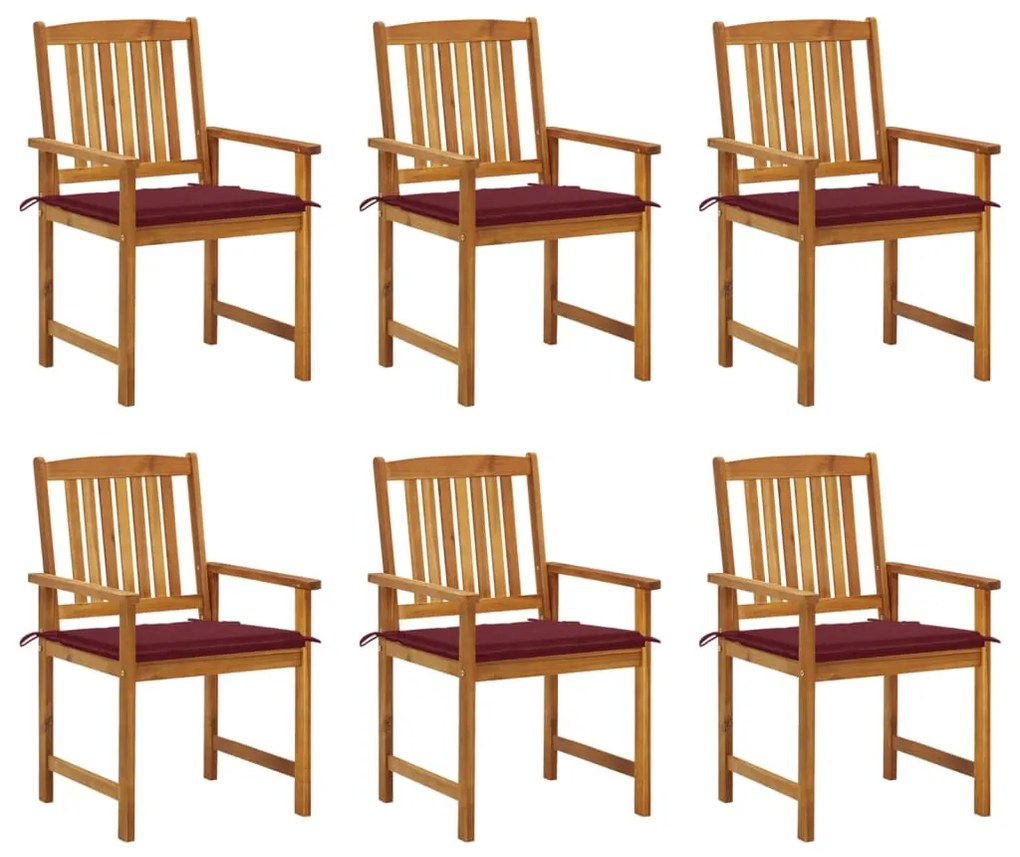 vidaXL Cadeiras de jardim com almofadões 6 pcs acácia maciça