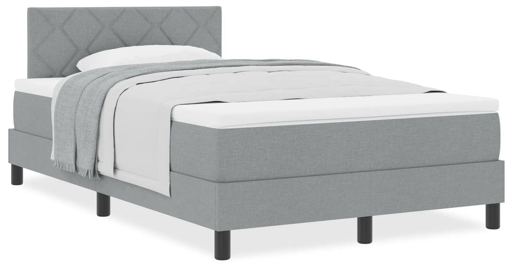 Cama Box Spring com Colchão Cinza Claro 120x200 cm Tecido
