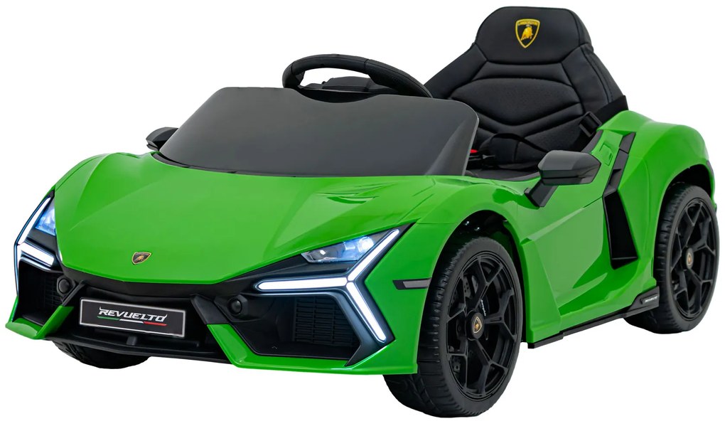 Carro elétrico para Crianças Lamborghini Revuelto 12V 4x4 Rodas Espuma EVA, Assento couro ecológico Verde