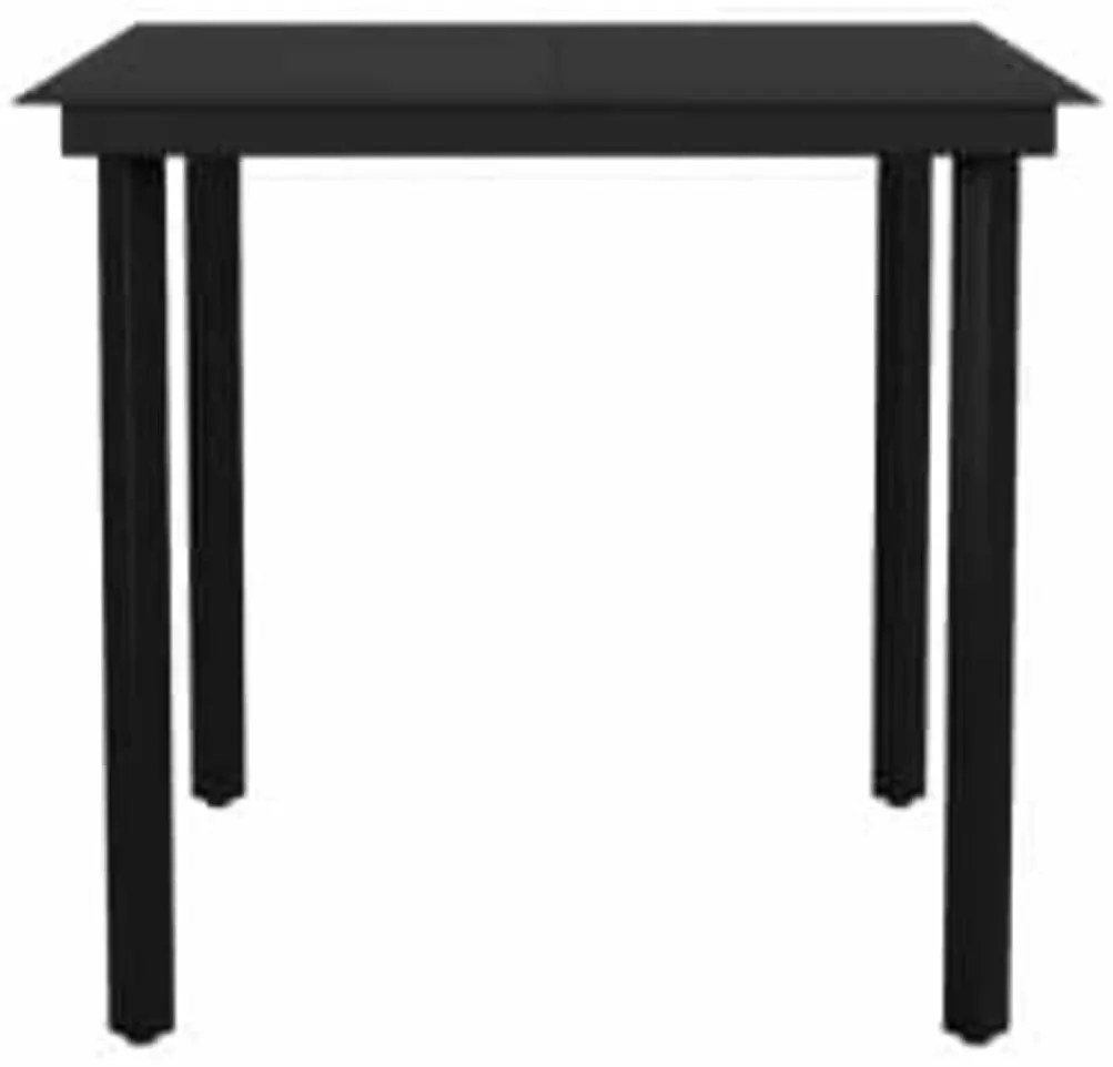 3 pcs conjunto jantar jardim almofadões vime PE vidro preto