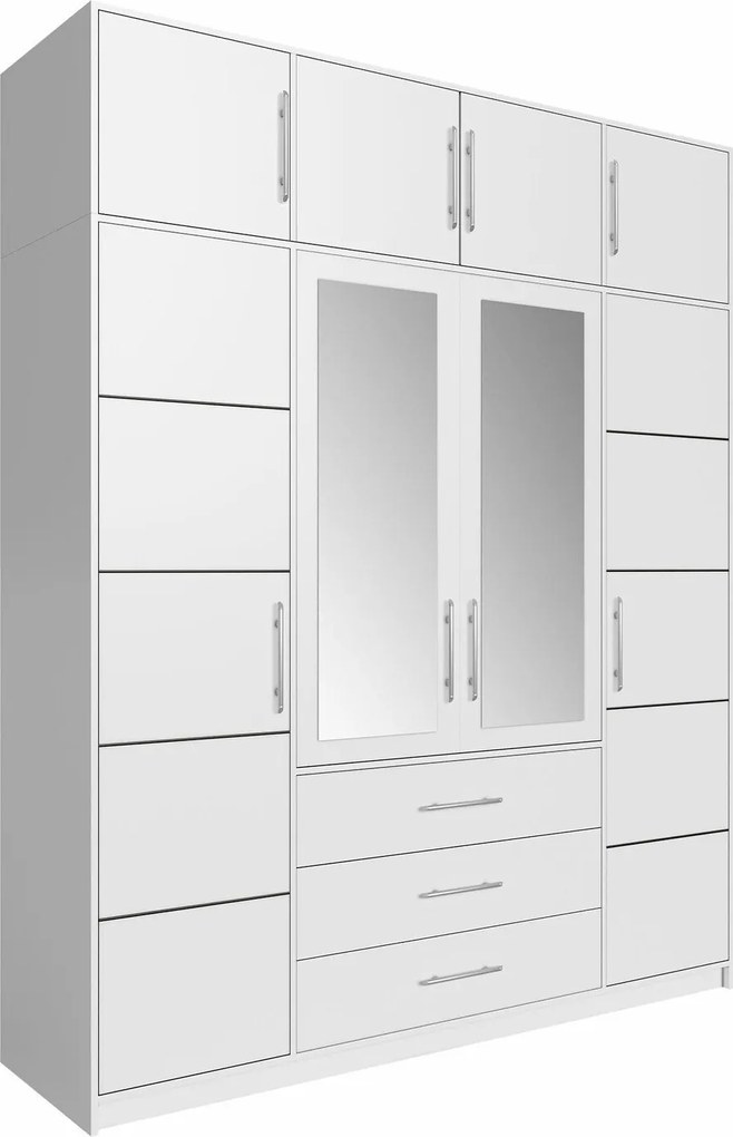 Roupeiro Dortivu I, Branco, 245x196x58cm, 219.01 kg, Portas para roupeiro: Com dobradiças, Número de prateleiras: 8, Número de prateleiras: 8