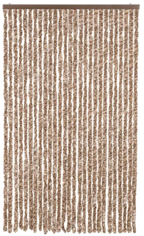 Cortina anti-insetos 118x220 cm chenille bege e castanho-escuro