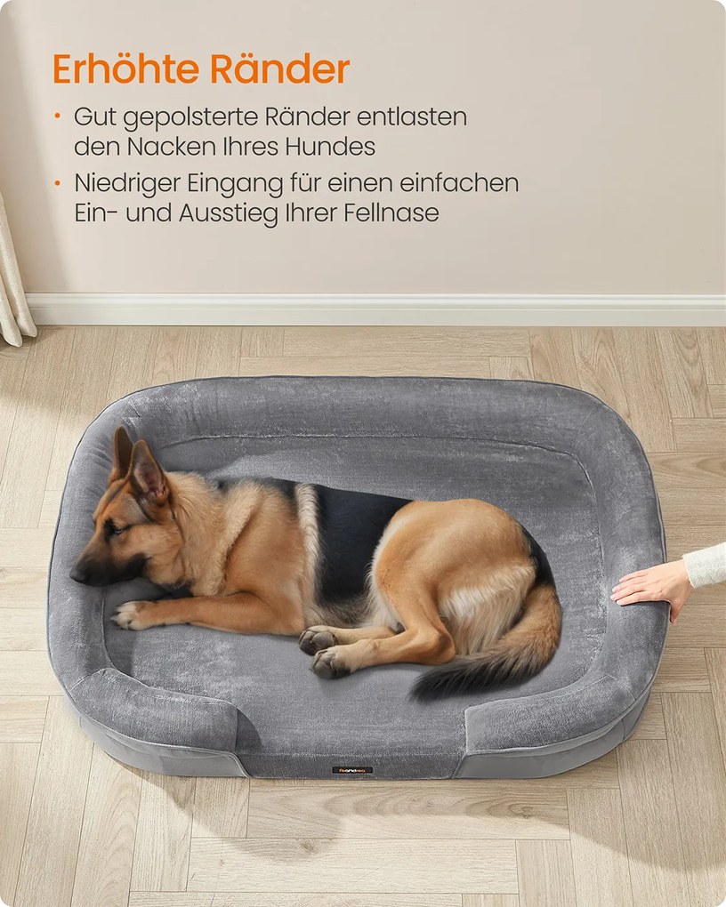 Cama para cães com bordas elevadas 122 x 85 x 20 cm cinzento claro