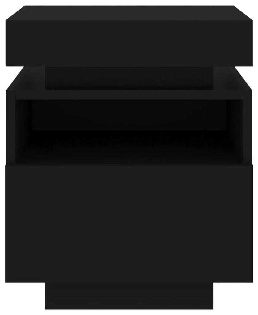 Mesa de cabeceira com luzes LED 40x39x48,5 cm preto