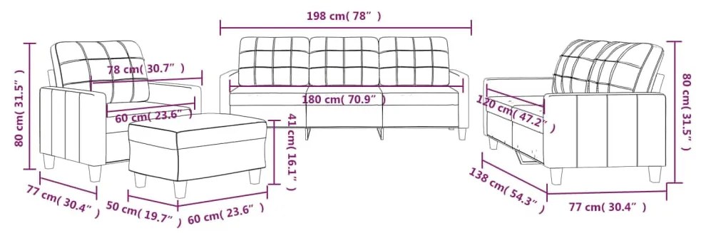 4 pcs conjunto sofás c/ almofadões couro artificial cor creme