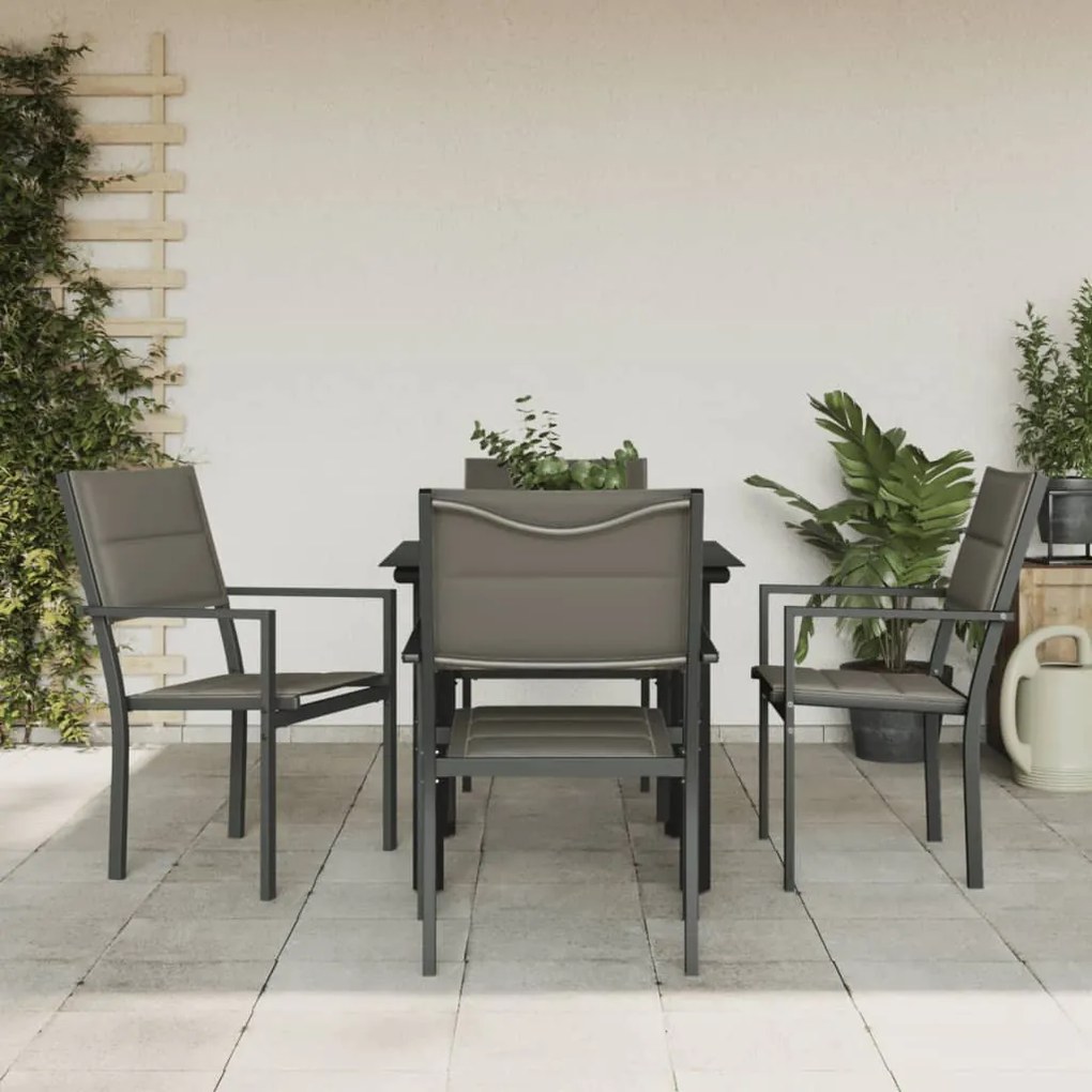 vidaXL 5 pcs conjunto de jantar para jardim aço e textilene preto