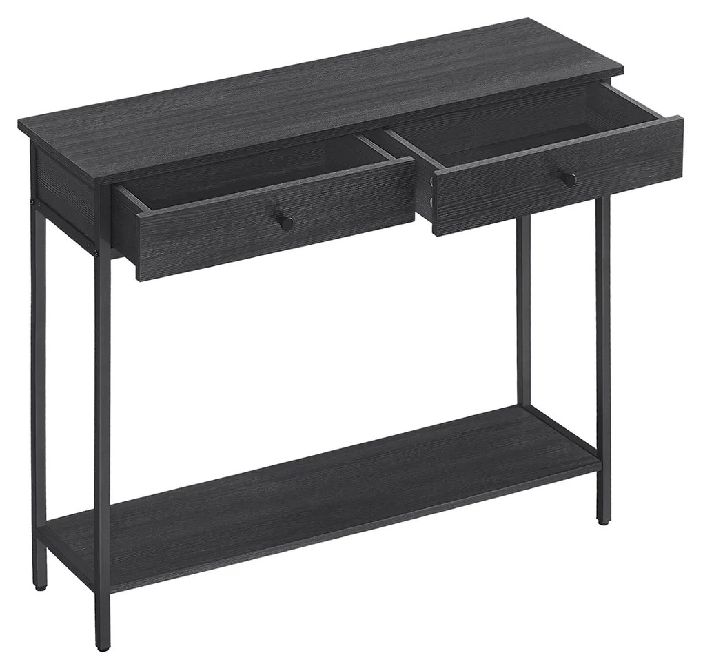 Mesa consola com 2 gavetas 30 x 100 x 80 cm Preto e cinzento antracite