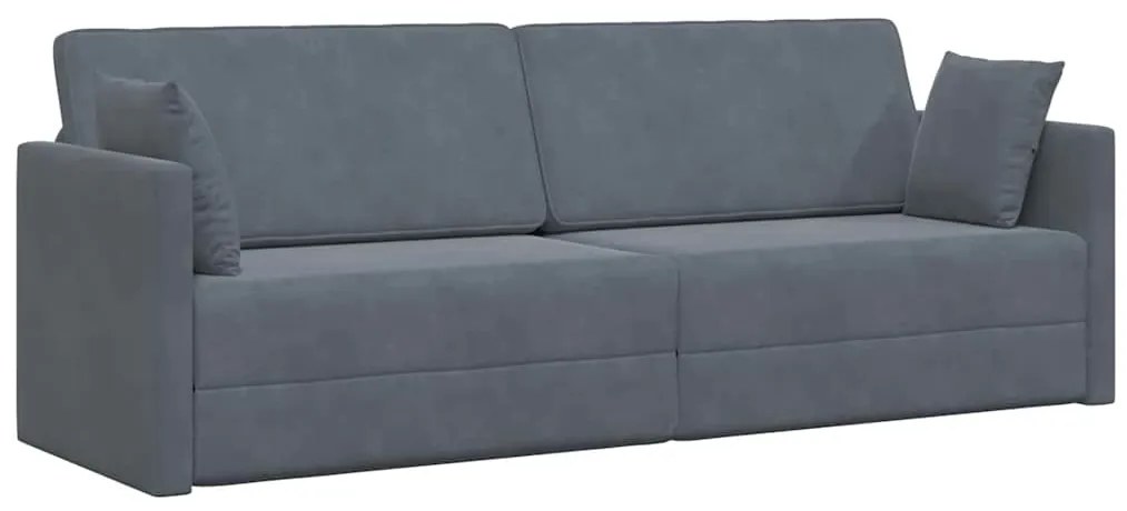 Sofá Cama 2 em 1 Cinza Escuro 213x144x60 cm Veludo
