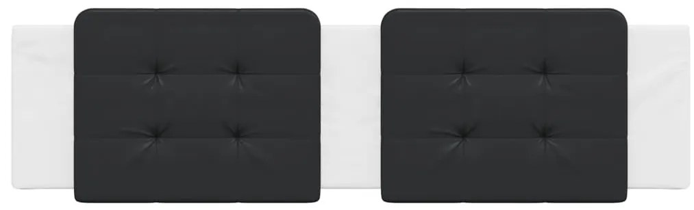 Almofadão de cabeceira 180 cm couro artificial preto e branco