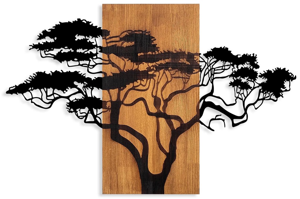 Acessório Decorativo de Parede Acácia – Nogueira e Preto – 90 x 58 cm