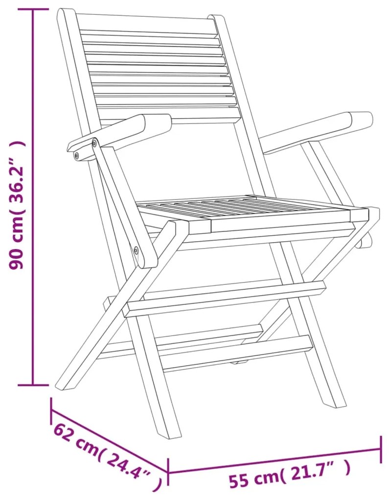 Cadeiras de jardim dobráveis 4 pcs 55x62x90 cm teca maciça