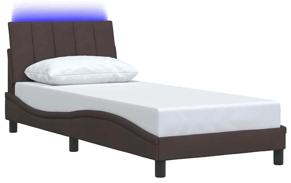 Estrutura de cama sem colchão 90x200 cm tecido castanho-escuro