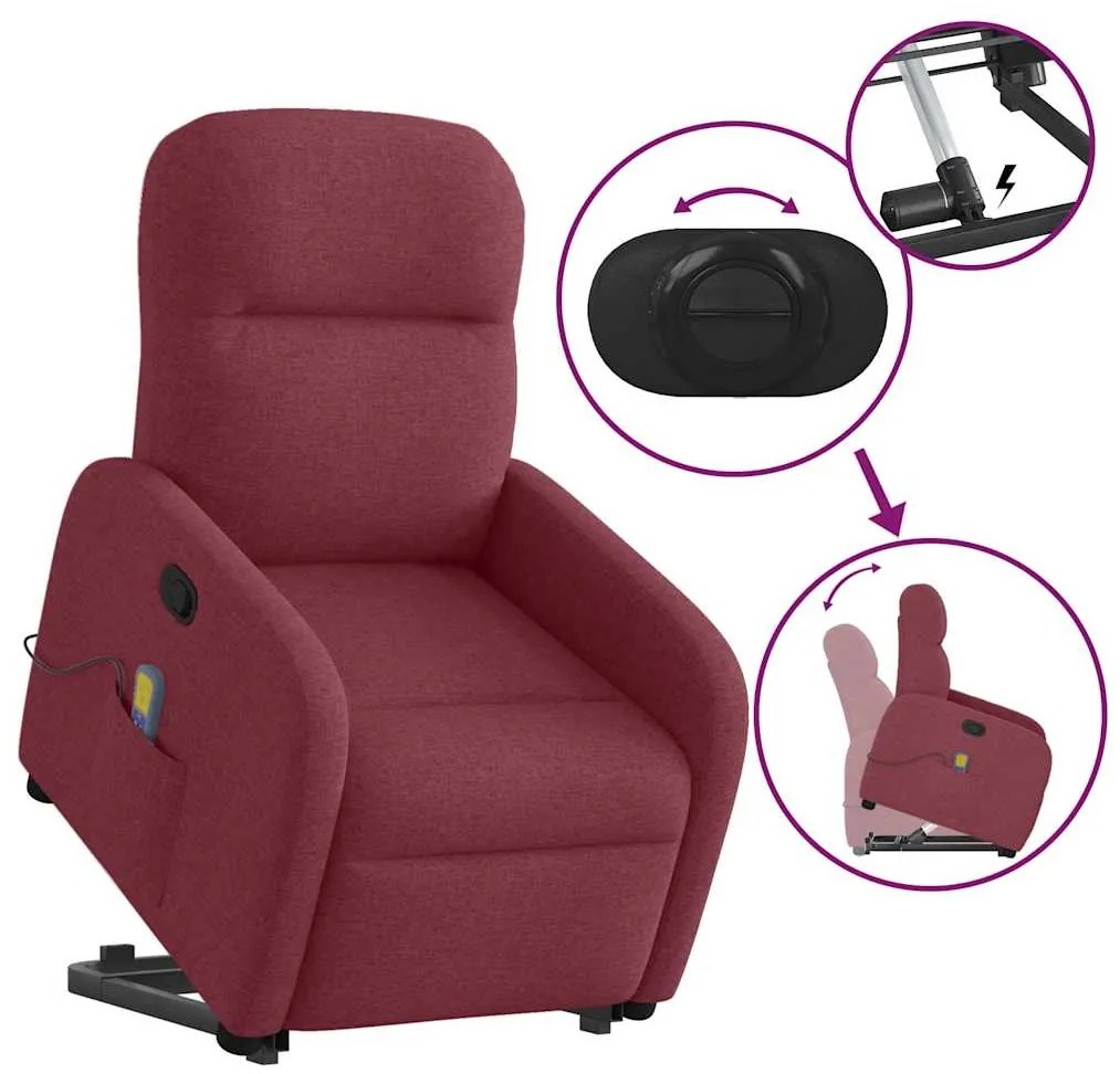 Poltrona de massagens reclin. elevatória tecido vermelho tinto