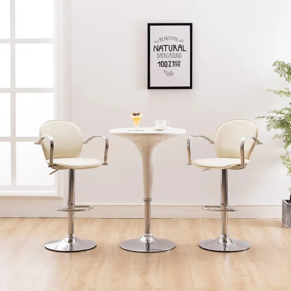 vidaXL Bancos de bar com apoios de braços 2 pcs couro artificial creme