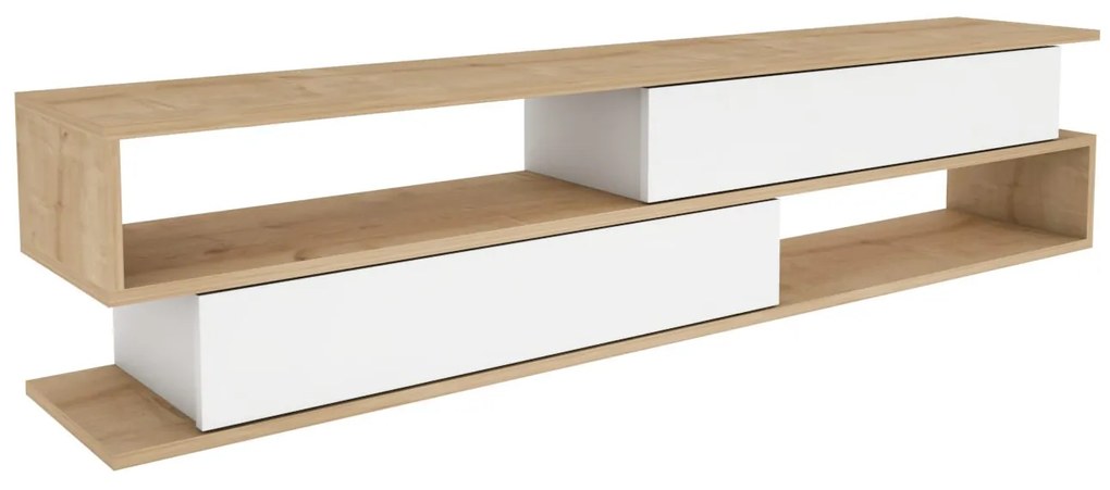 Móvel TV Cortez – Carvalho e Branco – 160 cm x 35,3 cm x 38,6 cm