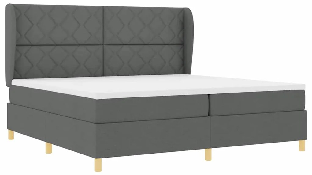 Cama Box Spring vidaXL com Colchão Cinza Escuro 200x200 cm Tecido