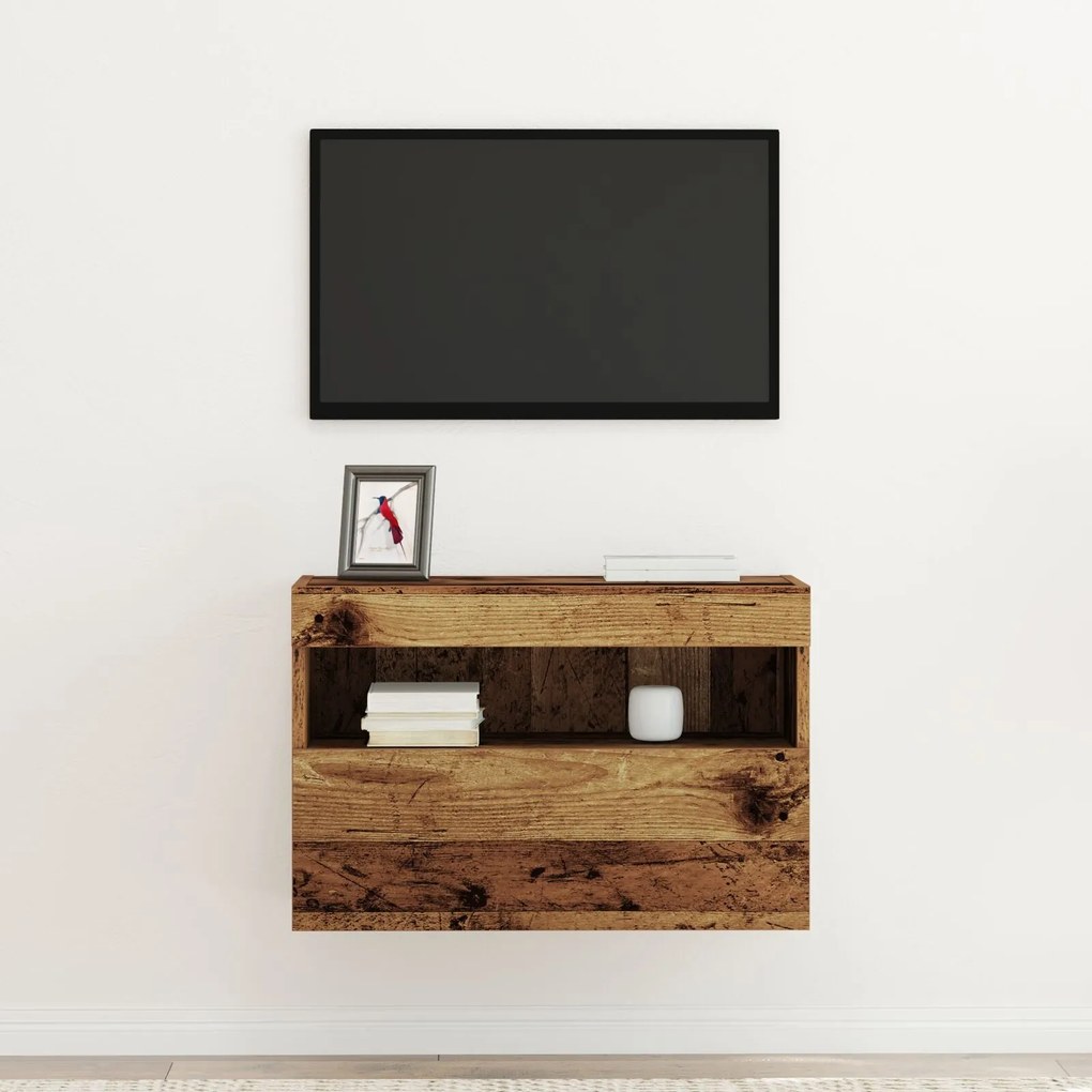 Gabinete de TV vidaXL com Luzes LED Madeira Antiga 60x30x40 cm