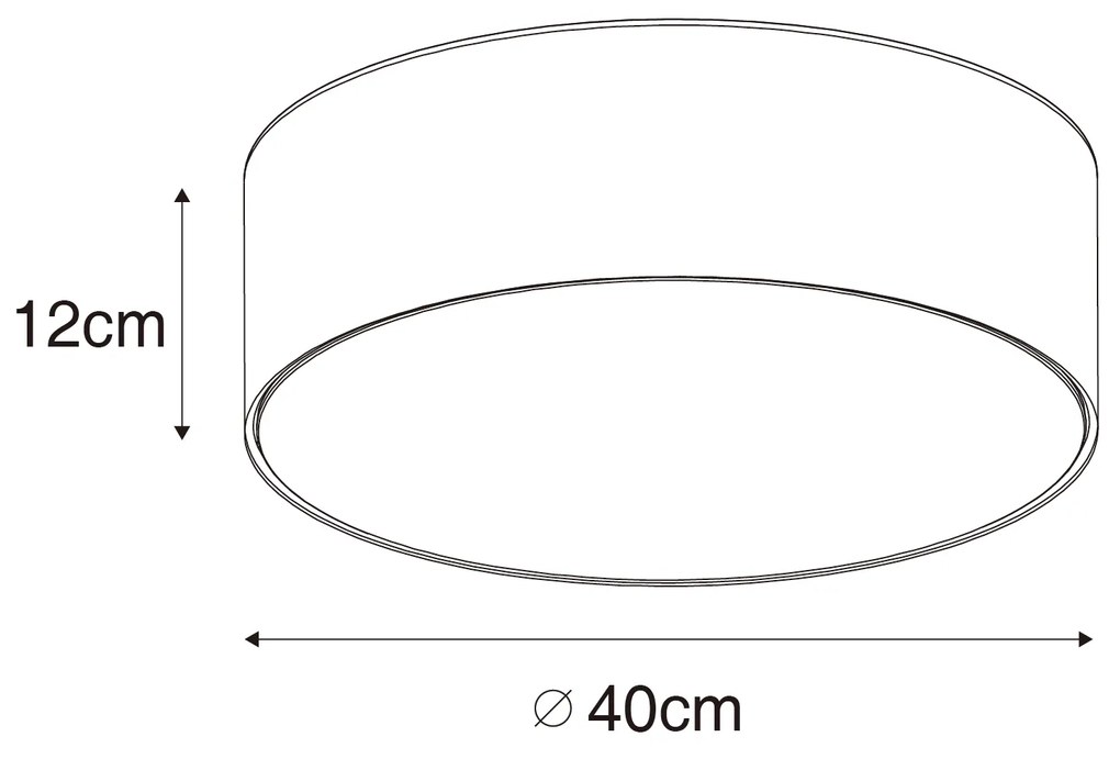 Candeeiro de teto moderno cinza 40 cm com interior dourado - Tambor Moderno