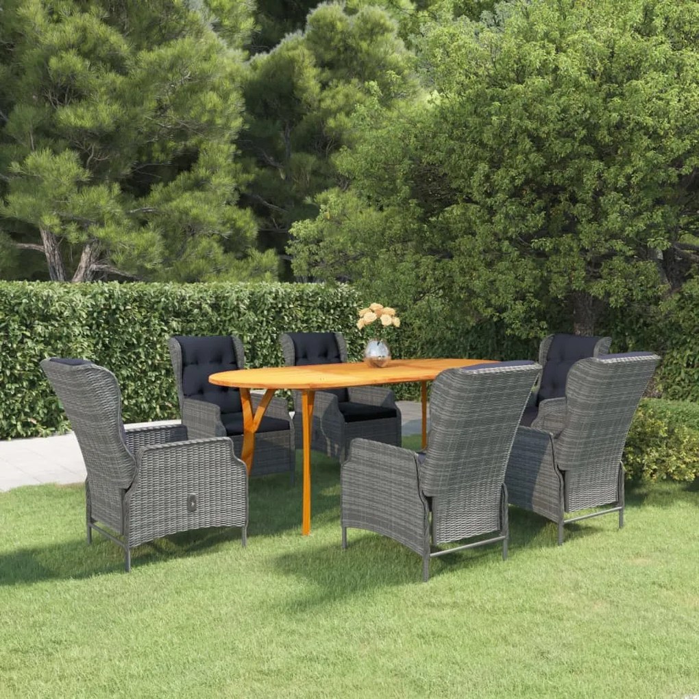 vidaXL 7 pcs conjunto de jantar para jardim cinzento-claro