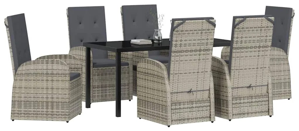 conjunto de móveis de exterior 7 pcs Cinzento 160 x 80 x 73 cm