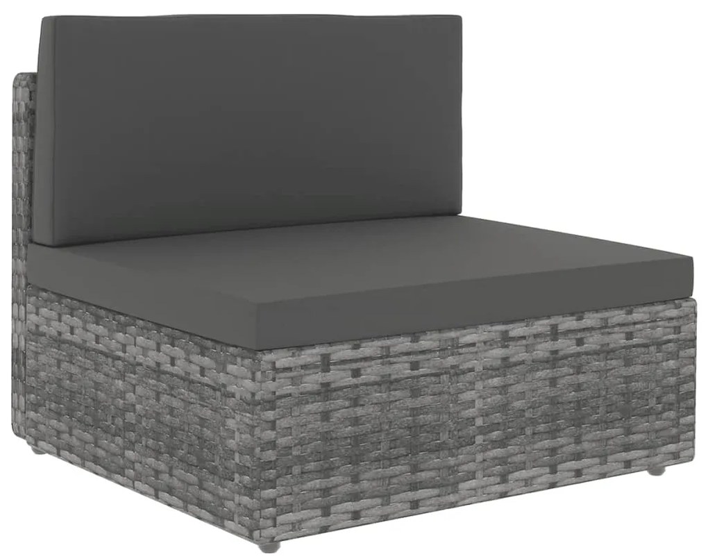 9 pcs conjunto lounge de jardim c/ almofadões vime PE cinzento