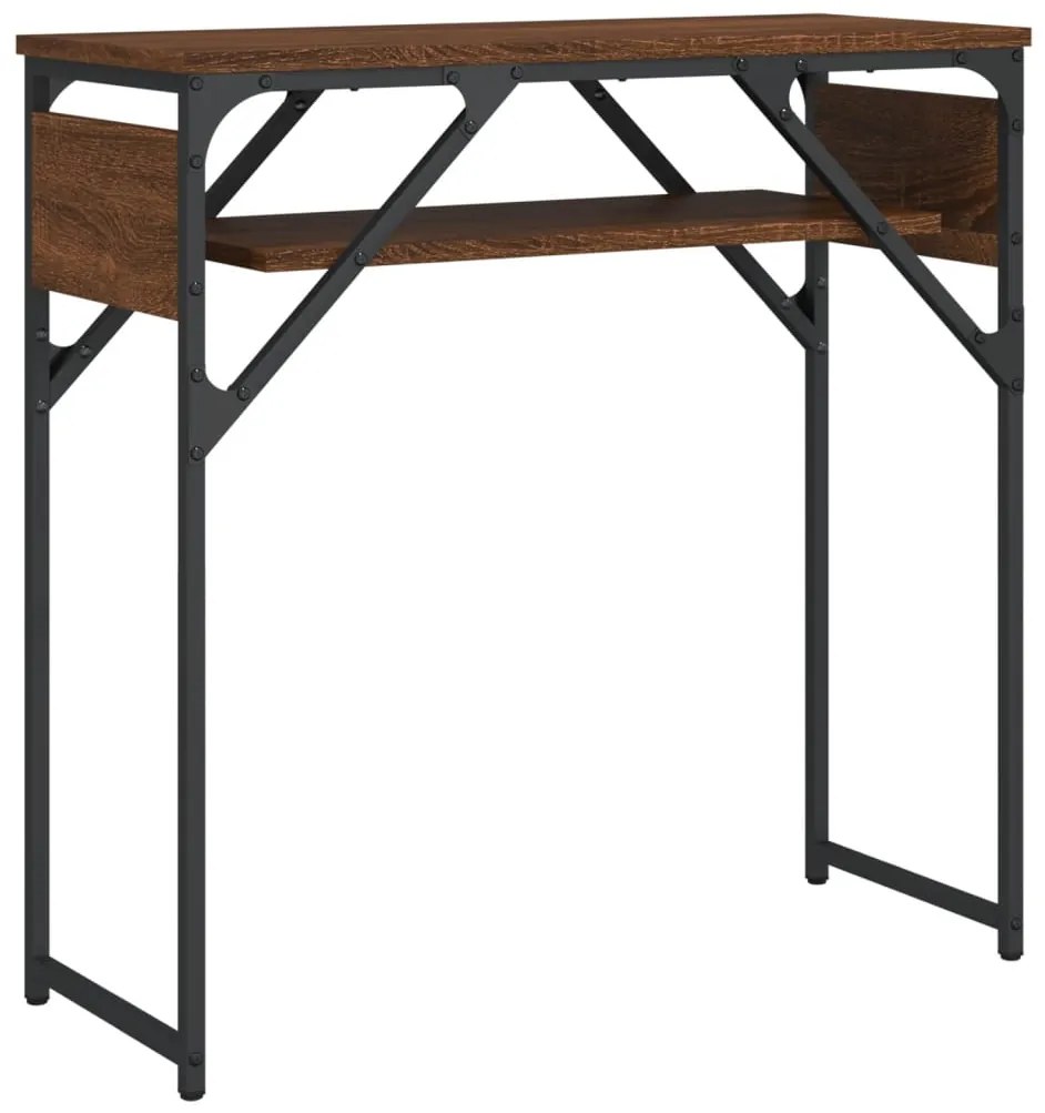 Mesa consola c/ prateleira derivados madeira carvalho castanho
