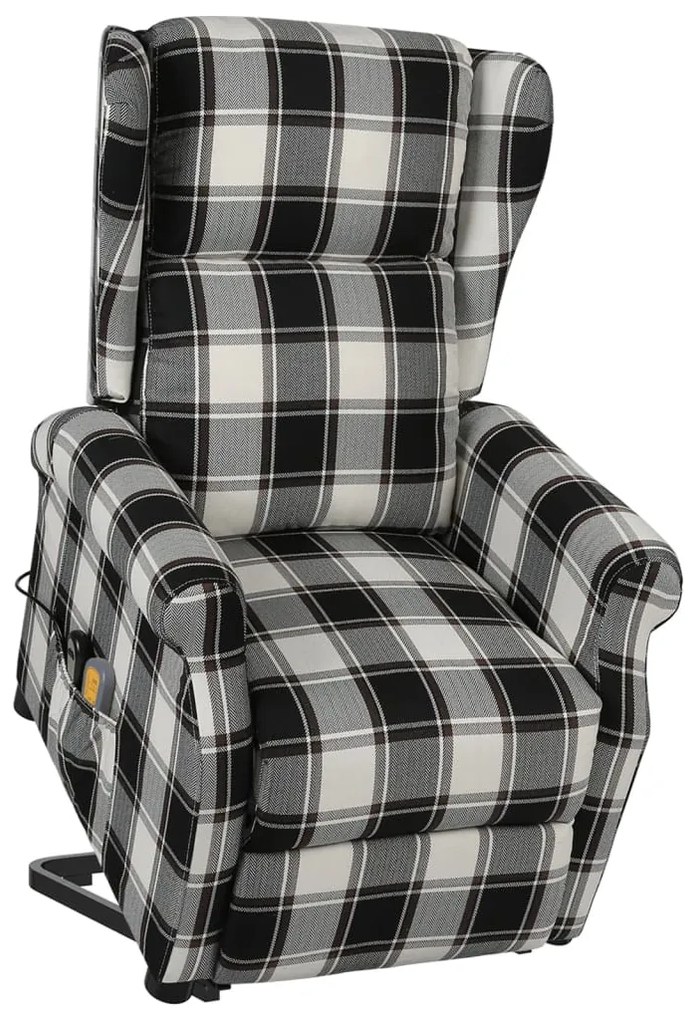vidaXL Poltrona elevatória de massagens tecido castanho/branco