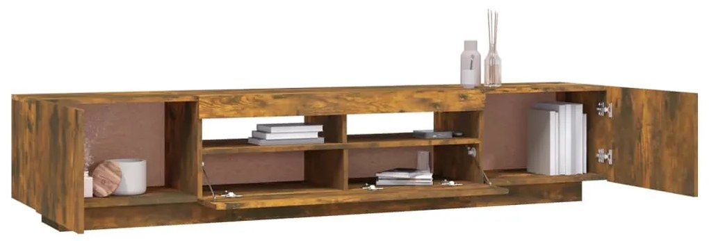 Conjunto móveis de TV 2pcs c/ LEDs madeira carvalho fumado