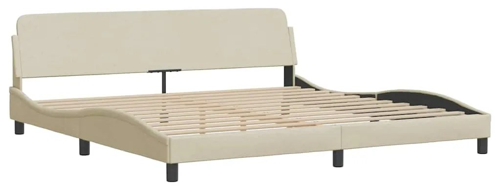 Estrutura de cama com LED sem colchão 200x200 cm tecido creme