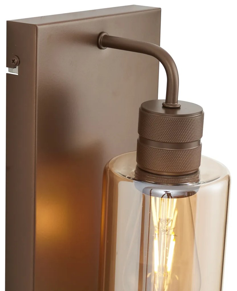 Candeeiro de Parede Hotel Chic Bronze Escuro com Vidro Âmbar - Stavelot Chique de hotel