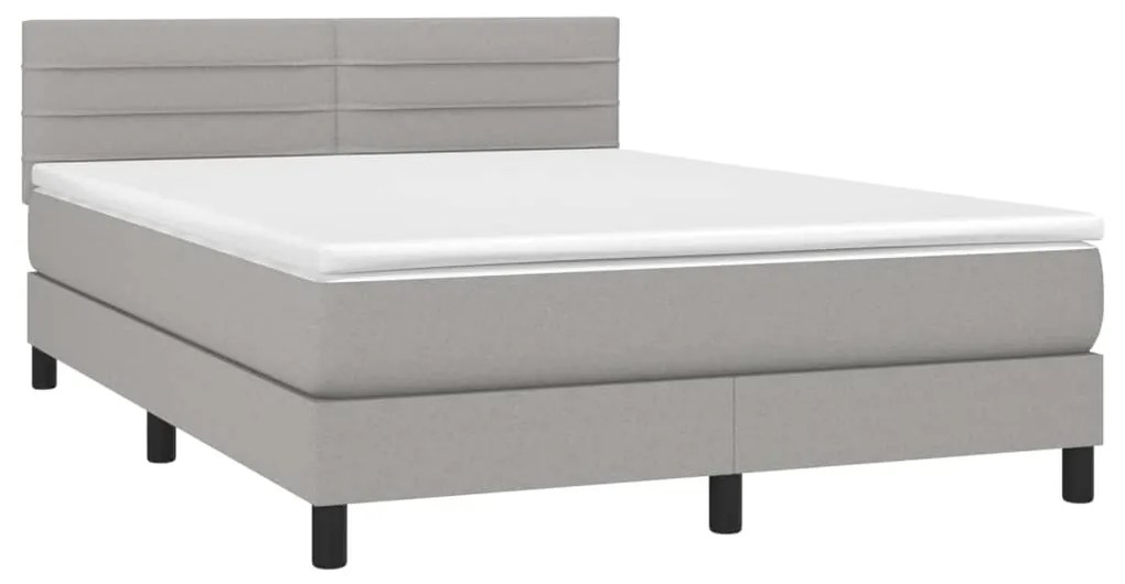 Cama com molas/colchão 140x190 cm tecido cinzento-claro