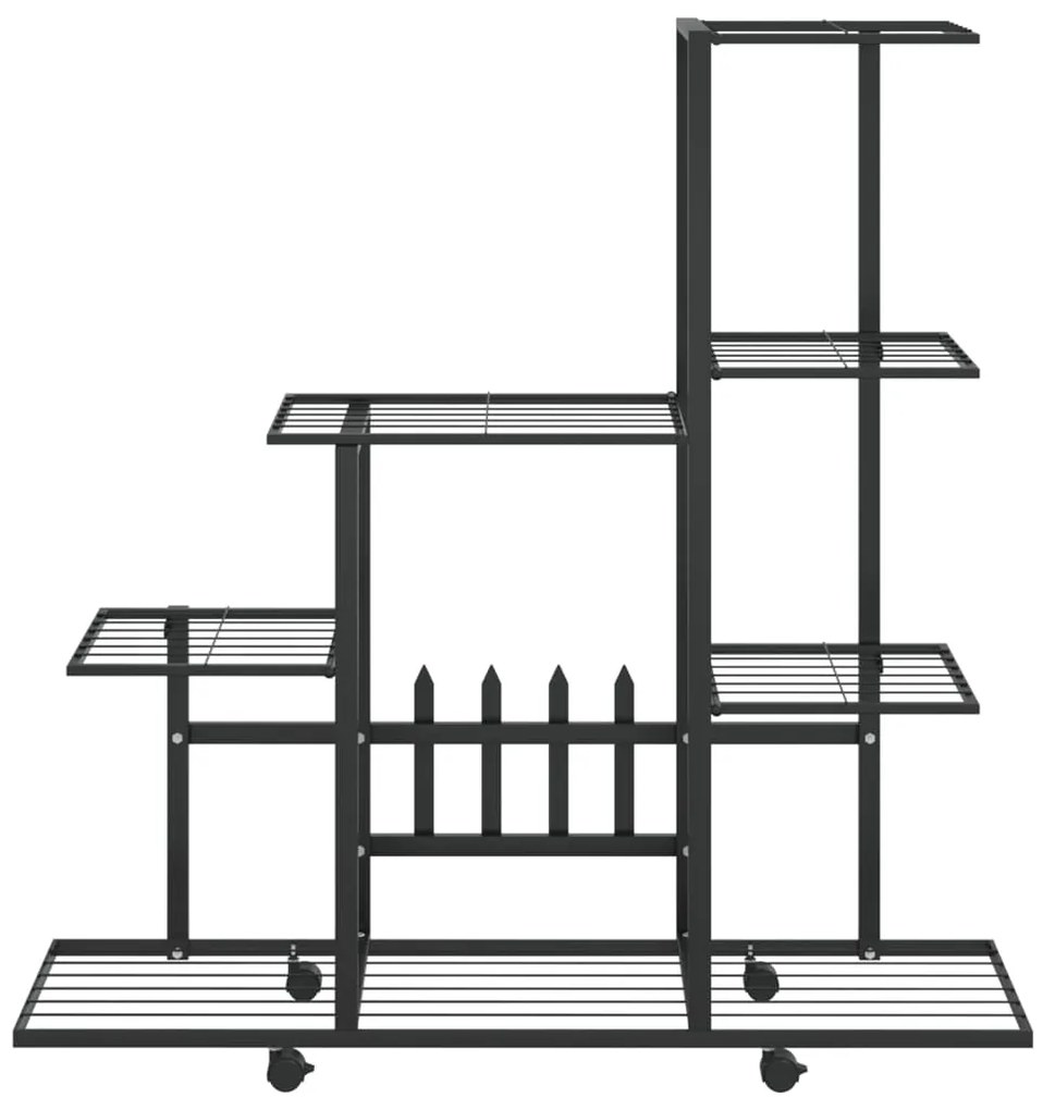 Suporte de vasos c/ rodas 94,5x25x92,5 cm metal preto