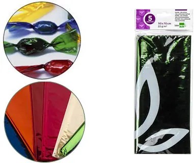 Papel Celofane 50x70 cm 22gr Bolsa de 5 Folhas Verde