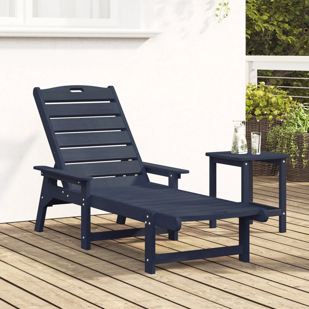 Espreguiçadeira Azul-marinho 53x162x98,5 cm HDPE