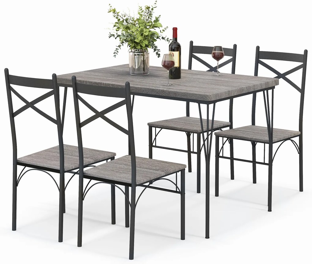 Conjunto de 4 cadeiras de jantar de metal com encosto vazado e pernas de metal - Azul