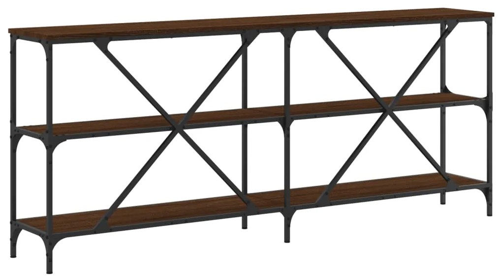 Mesa consola 180x30x75cm deriv. madeira/ferro carvalho castanho