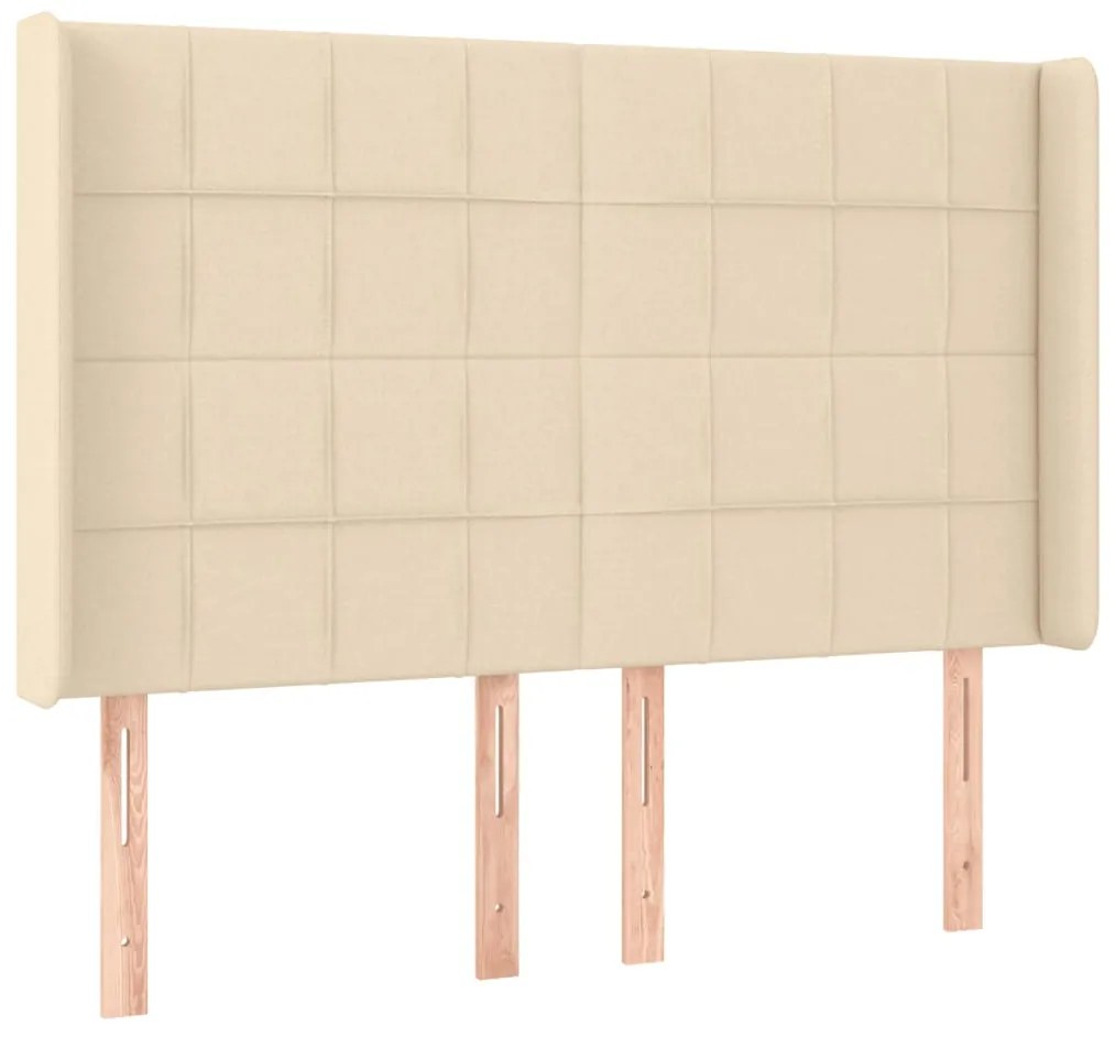 Cabeceira cama c/ luzes LED tecido 147x16x118/128 cm cor creme