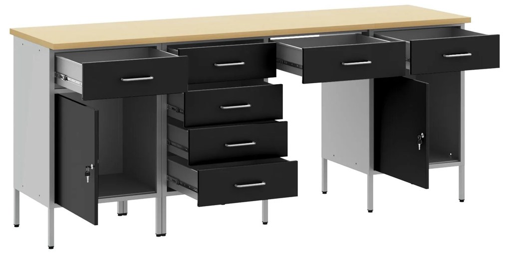 Conjunto de Mesa e Armário de Trabalho VidaXL 4 Peças Preto em Madeira