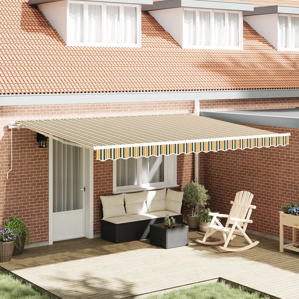Toldo Retrátil Manual vidaXL Verde e Amarelo 450x350 cm