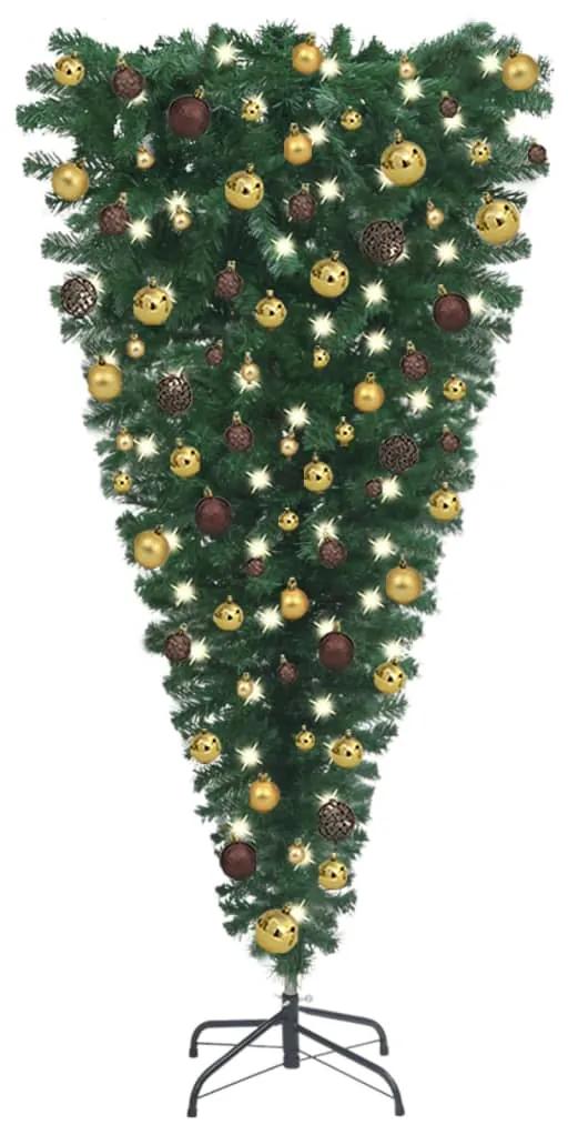 3078016 vidaXL Árvore Natal artificial pré-iluminada invertida c/ bolas 180 cm